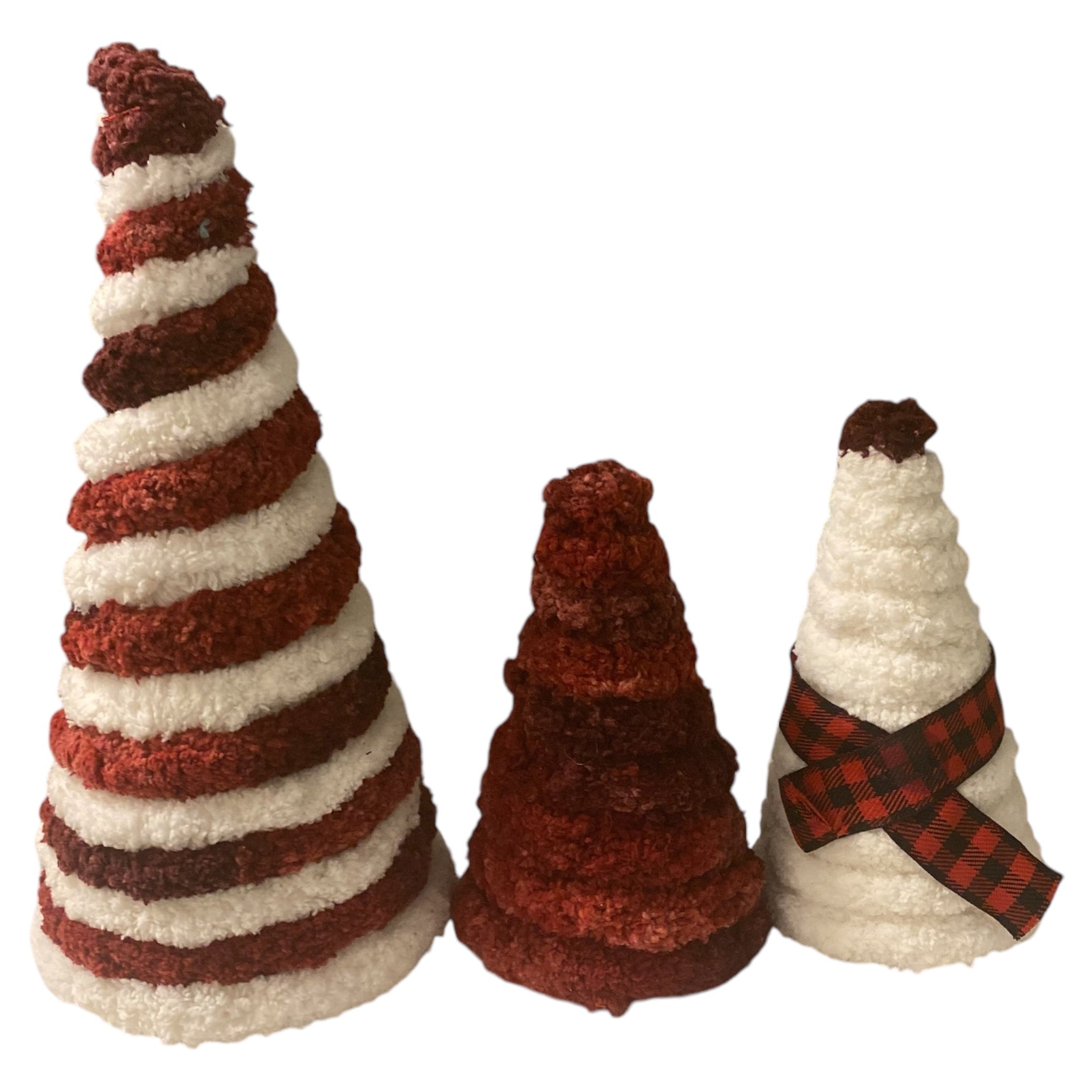 Christmas Decoration Yarn Cone Tree Decor Paper Mache Cone set