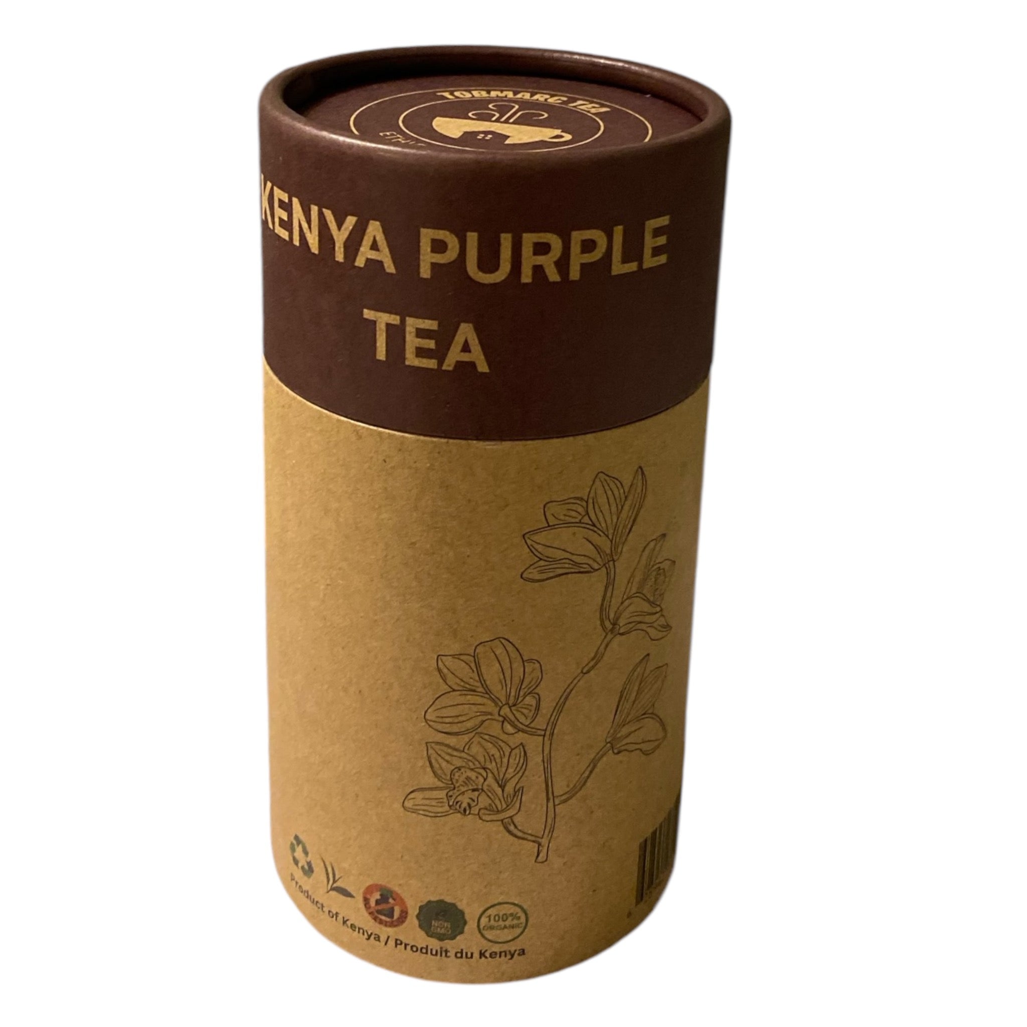 Natural Kenyan Purple Tea, 100% Natural, Low-Caffeine, Antioxidant-Rich Dried Leaves, Eco-Friendly Kraft Tube- 100g