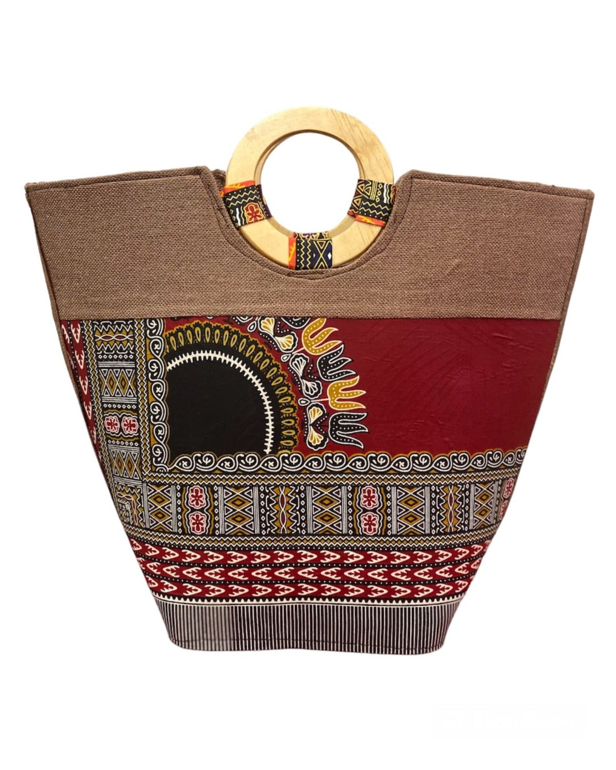 Classic African handbag African prints bag with wooden handles