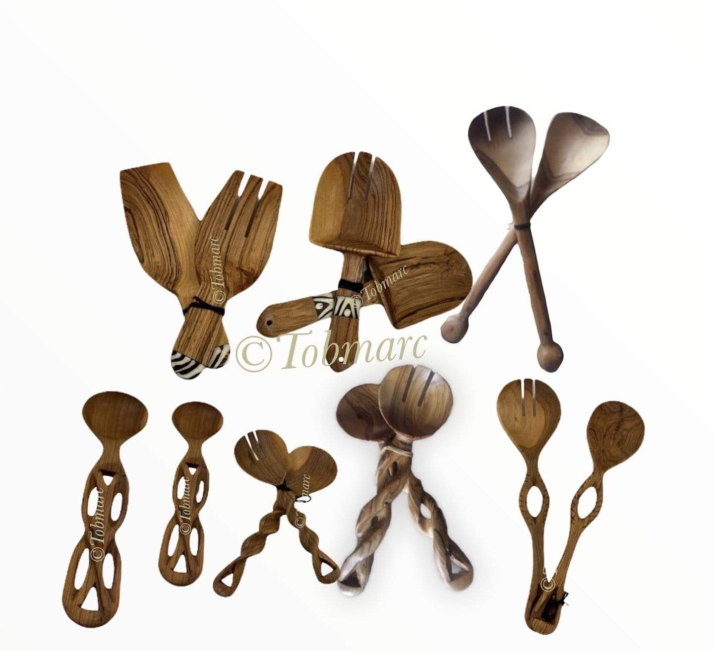 Tobmarc Handcrafted Olive Wood Serving Spoons